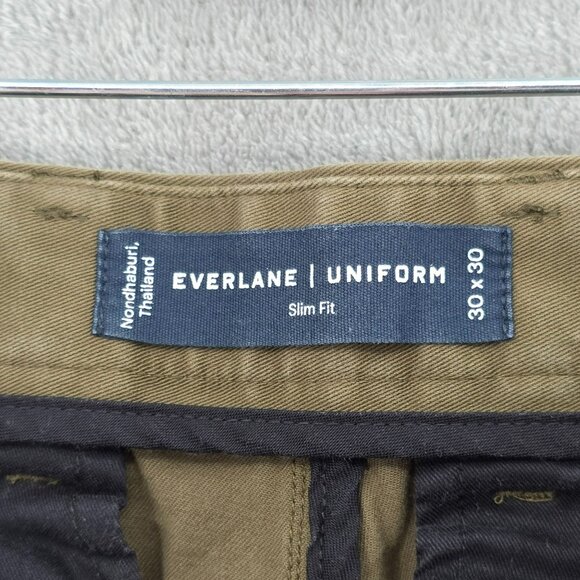 Everlane Uniform Performance Chinos Slim Fit Pants 30x30 Olive Army Green Tech - Picture 2 of 10